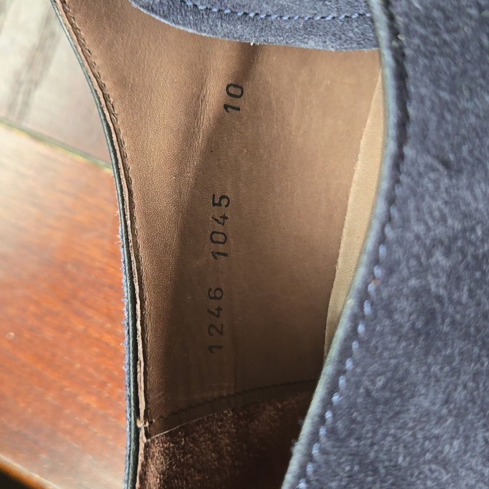 Carlos Santos Blue Suede Single Buckle Loafers - Picture 6 of 7